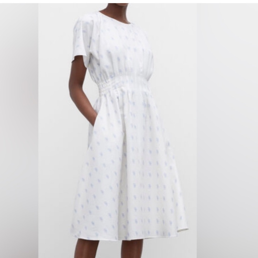 Club Monaco Swing linen cotton midi dress white